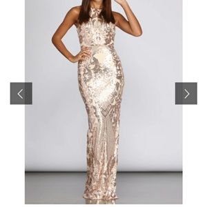 Rose gold and beige sequin dress